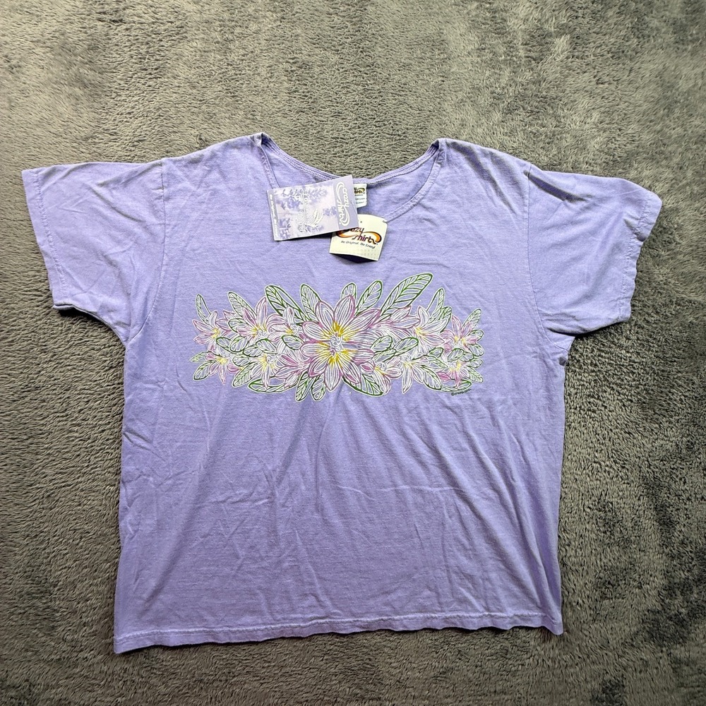 Crazy Shirts Lavender Dyed Hawaii Tee Shirt NWT Womens L Floral Short Sleeve